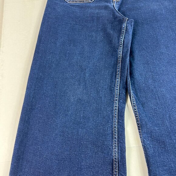 Zara Jean Women 31x27* Marine Straight High Rise Wide Leg Dark Blue Denim Tag 10 - Picture 6 of 16